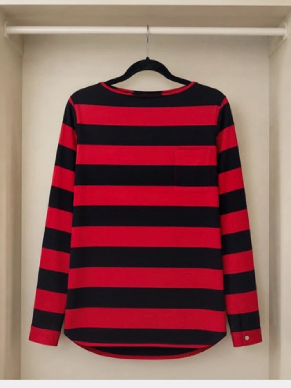 Women’s GAP Red and Black Striped Long-Sleeve Shirt